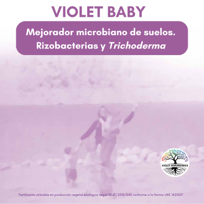 Portada producto Violet Baby de Violet Agronomics. Microorganismos mejoradores de suelos y raíces